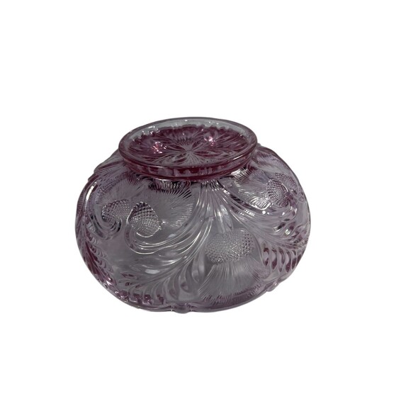 Vintage Mosser Inverted Thistle Rose Pink Footed 8” Round Serving Bowl MCM - Picture 5 of 10